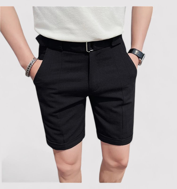 Heren geruite korte broek met verstelbare riem