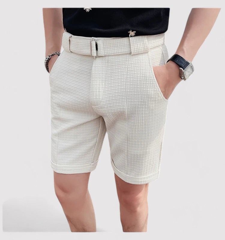 Heren geruite korte broek met verstelbare riem