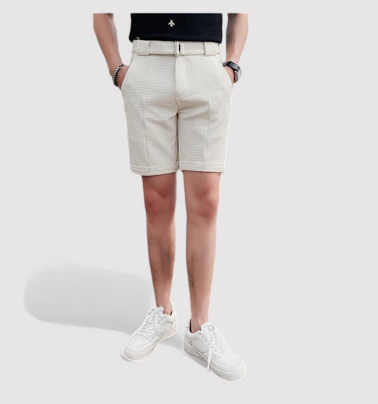 Heren geruite korte broek met verstelbare riem