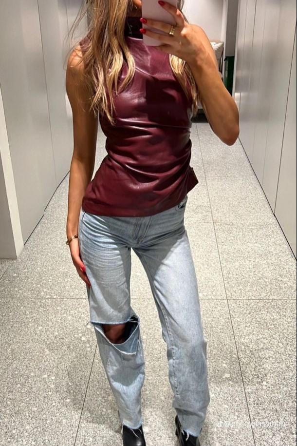 CARA | BURGUNDY TOP Modehuis-Nederland