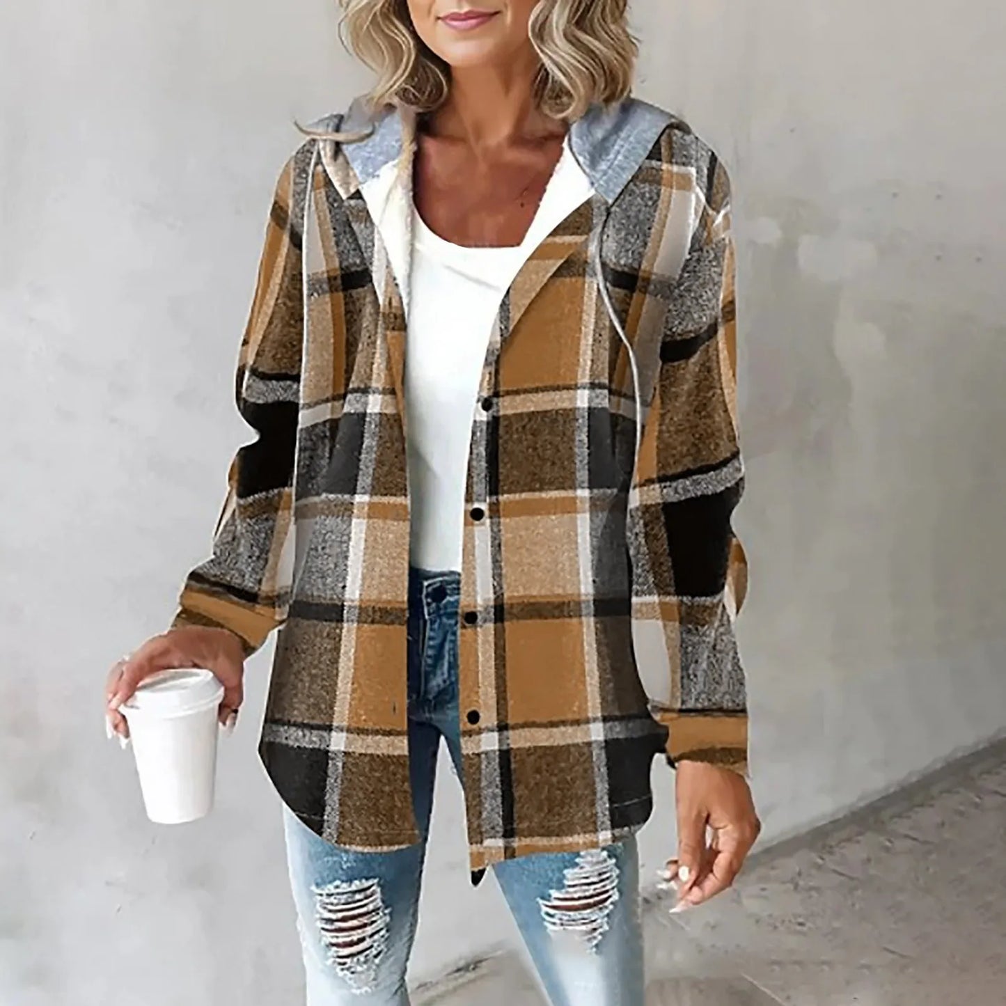 Ivy | Plaid Button-Up Hoodie Shirt Modehuis-Nederland