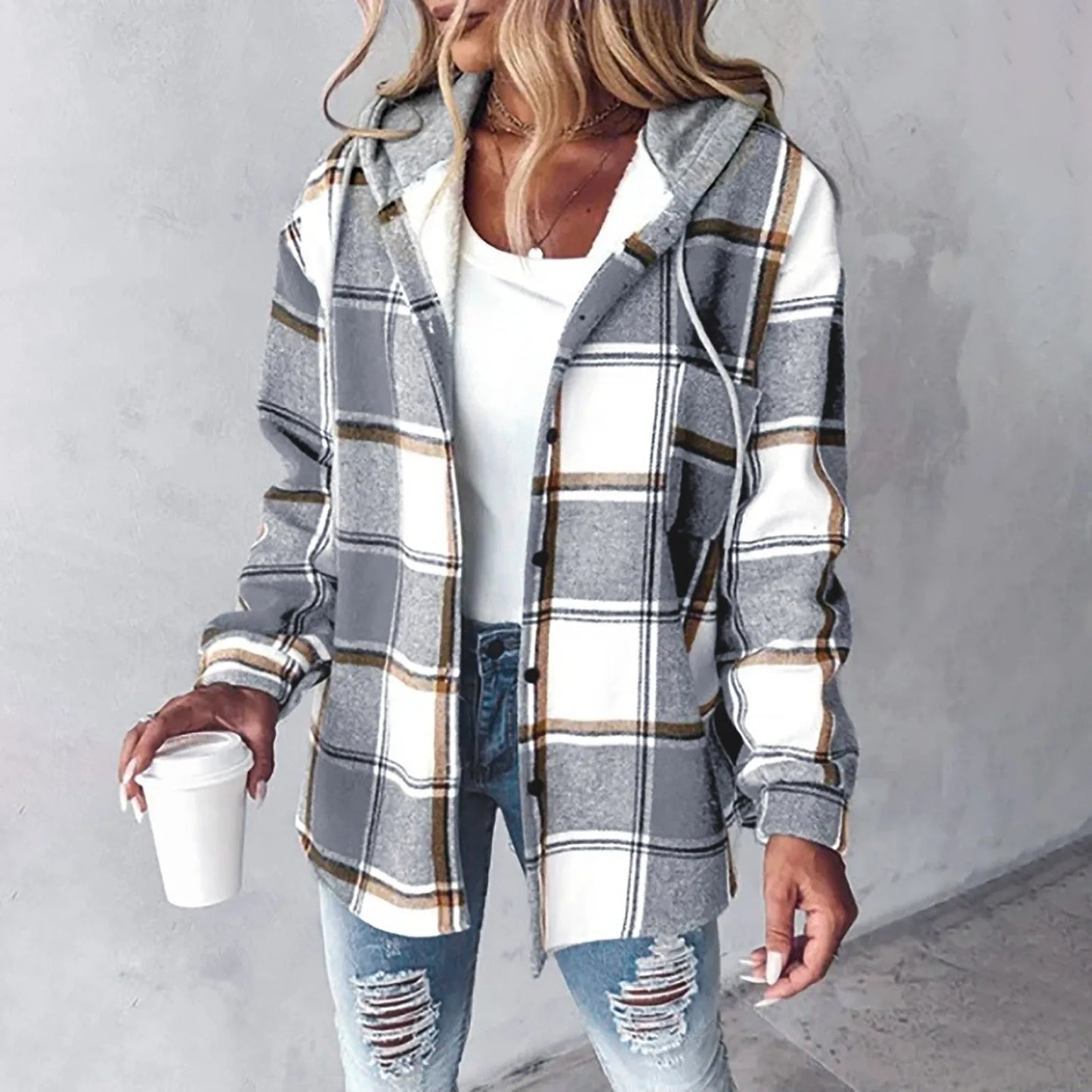Ivy | Plaid Button-Up Hoodie Shirt Modehuis-Nederland