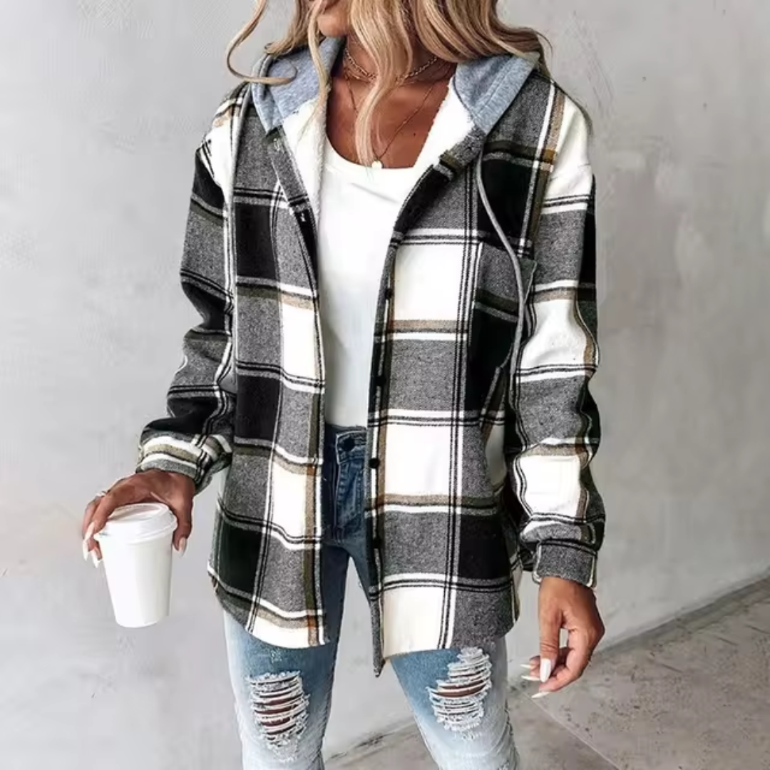 Ivy | Plaid Button-Up Hoodie Shirt Modehuis-Nederland