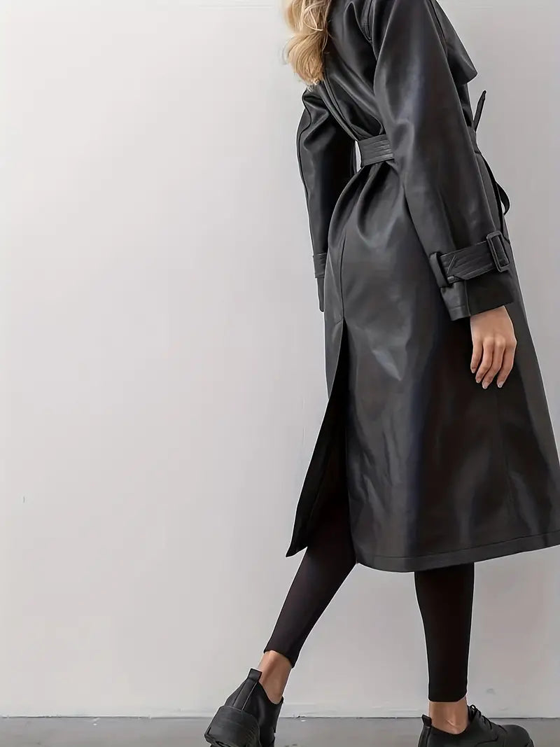Dames trenchcoat met ceintuur en lange pasvorm