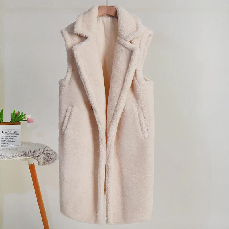 Ärmelloser Damen-Teddy-Mantel | Warme Modehuis-Nederland