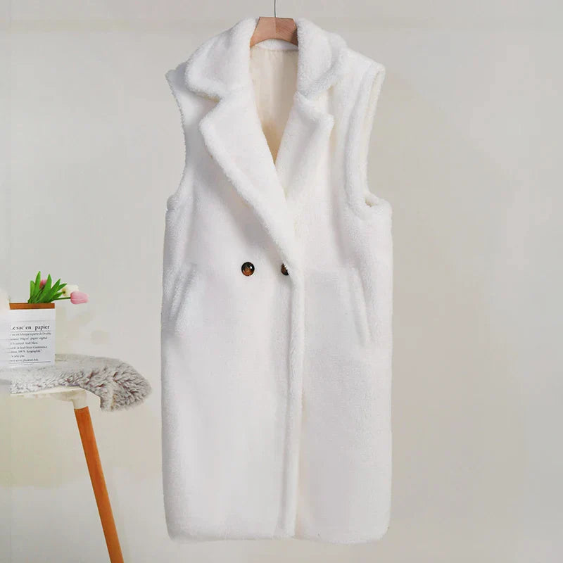 Ärmelloser Damen-Teddy-Mantel | Warme Modehuis-Nederland