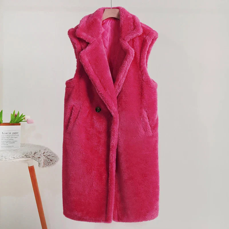 Ärmelloser Damen-Teddy-Mantel | Warme Modehuis-Nederland
