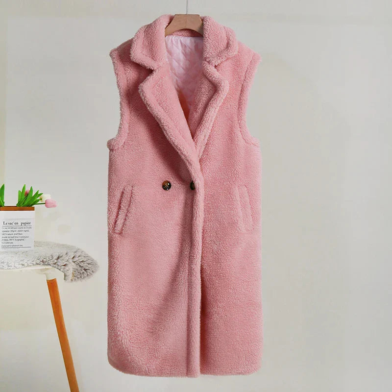 Ärmelloser Damen-Teddy-Mantel | Warme Modehuis-Nederland