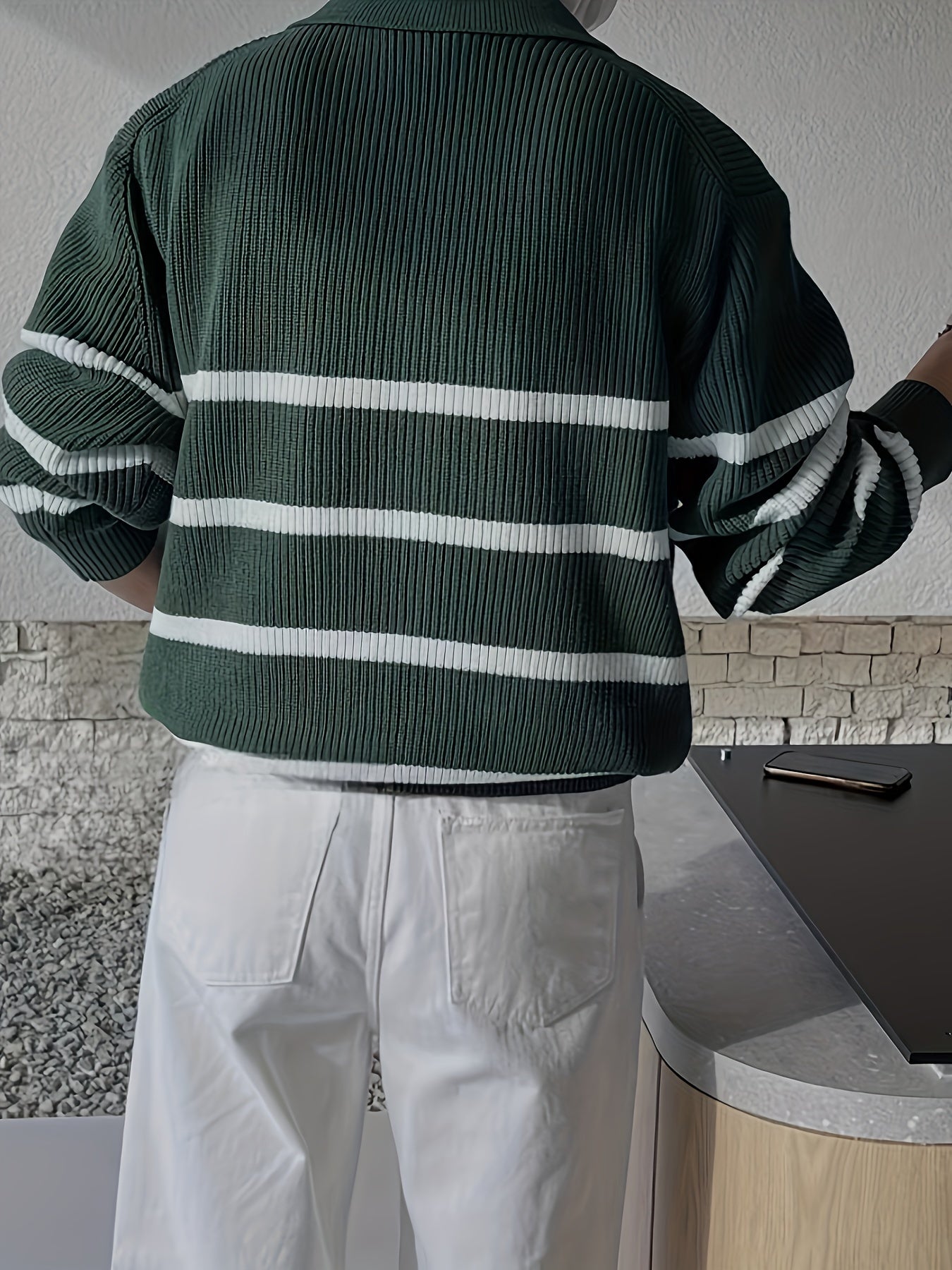 Armando - Half-zip BW Striped Sweater Modehuis-Nederland