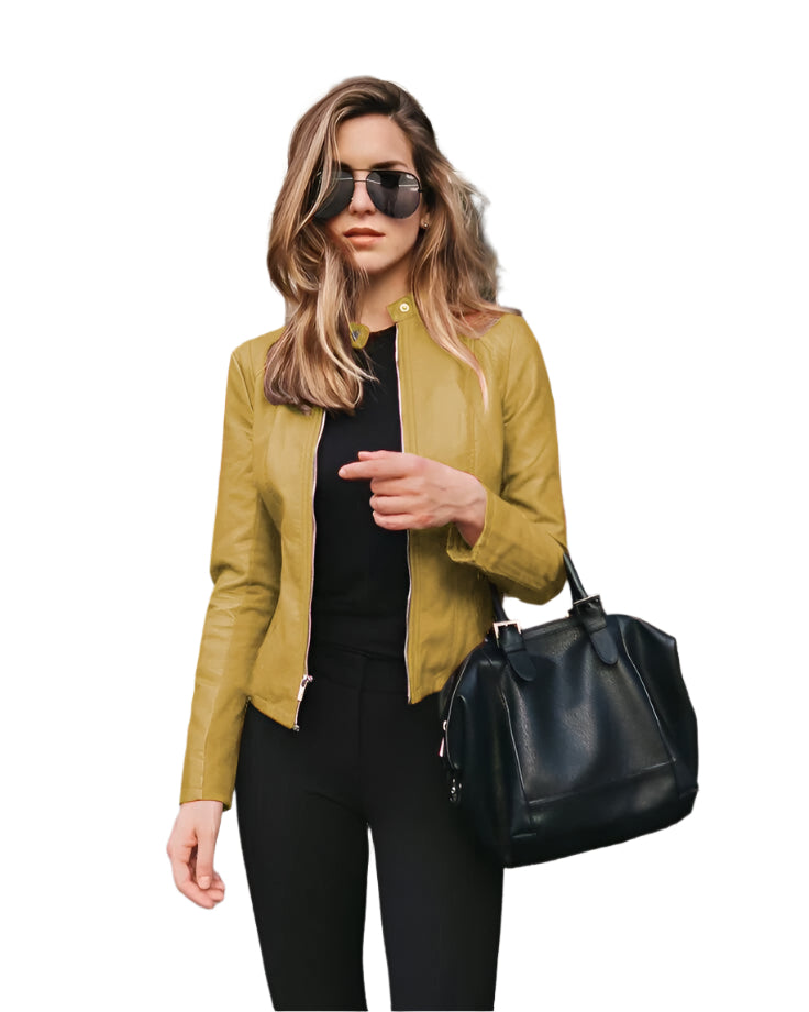 Slim-fit dames leren jack voor een moderne look – Yara Modehuis-Nederland