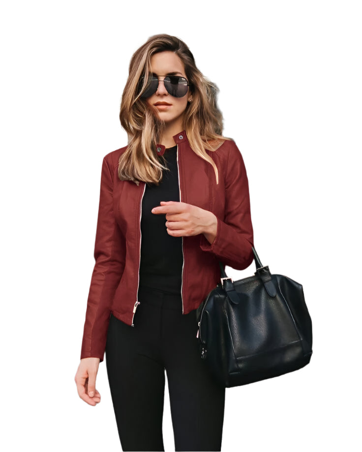 Slim-fit dames leren jack voor een moderne look – Yara Modehuis-Nederland