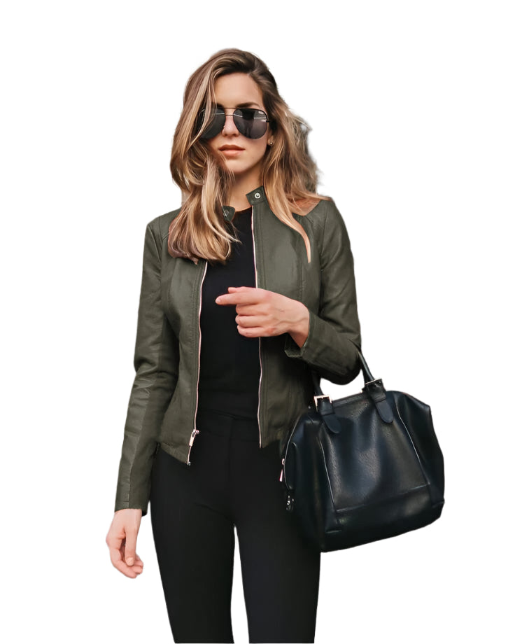 Slim-fit dames leren jack voor een moderne look – Yara Modehuis-Nederland