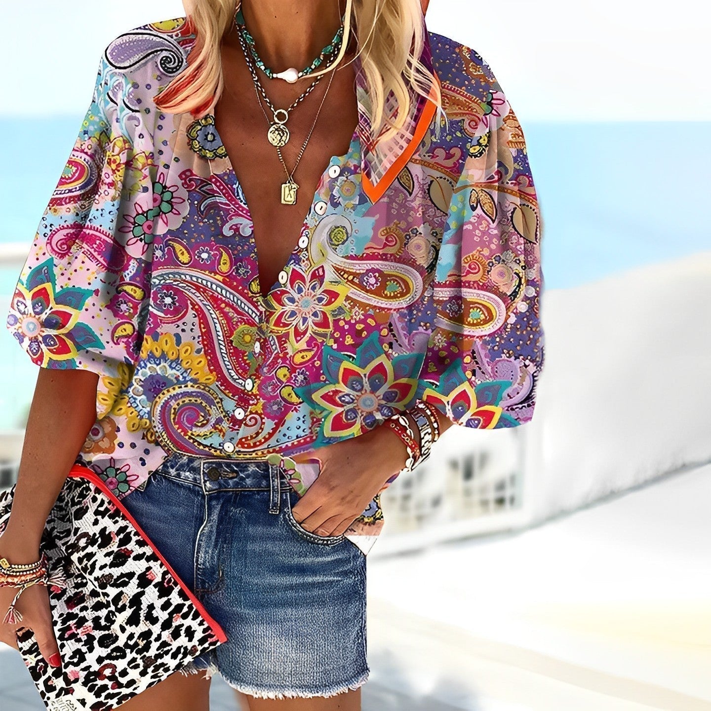 Kinsley - Shirt met mandala print Modehuis-Nederland