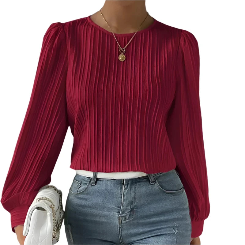 Adney | Women's Lined Accent Puff Sleeves Top | Long Sleeves Modehuis-Nederland