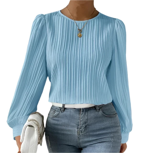 Adney | Women's Lined Accent Puff Sleeves Top | Long Sleeves Modehuis-Nederland
