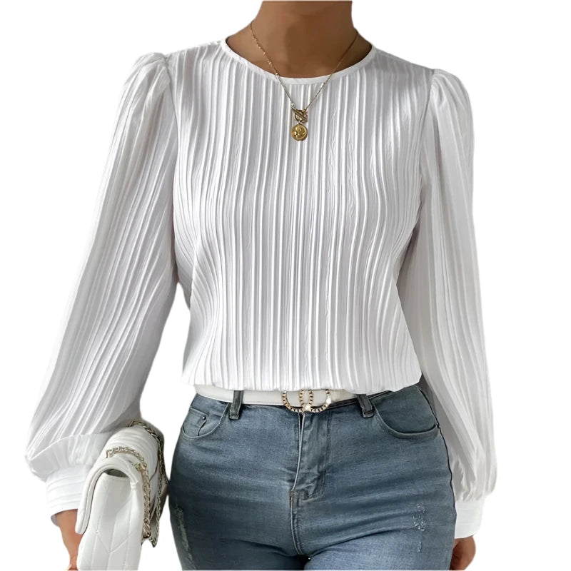 Adney | Women's Lined Accent Puff Sleeves Top | Long Sleeves Modehuis-Nederland