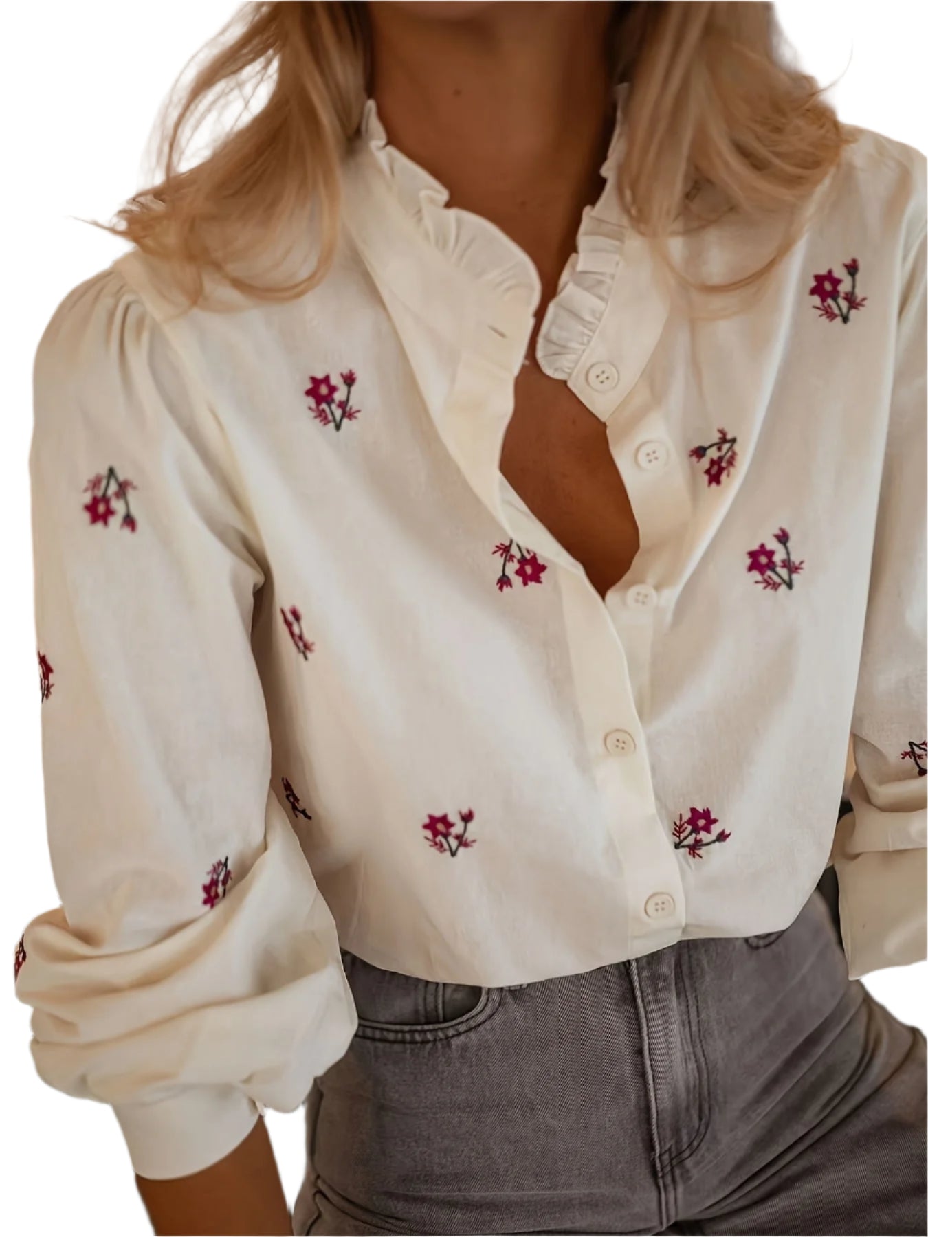 Floral Print Collar Dames Blouse | Duurzaam - Must-Have - Stijlvol & Comfortabel - Lente/Zomer/Herfst Modehuis-Nederland