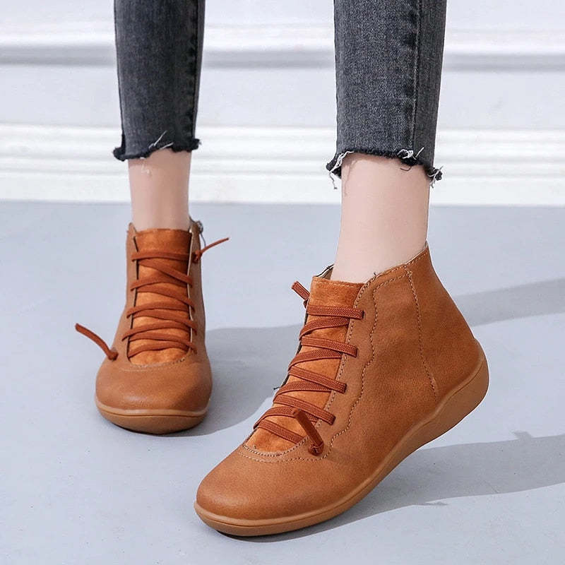 Women's Boots - Non-Slip Waterproof - Orthopedic Leather Ankle Boots Modehuis-Nederland