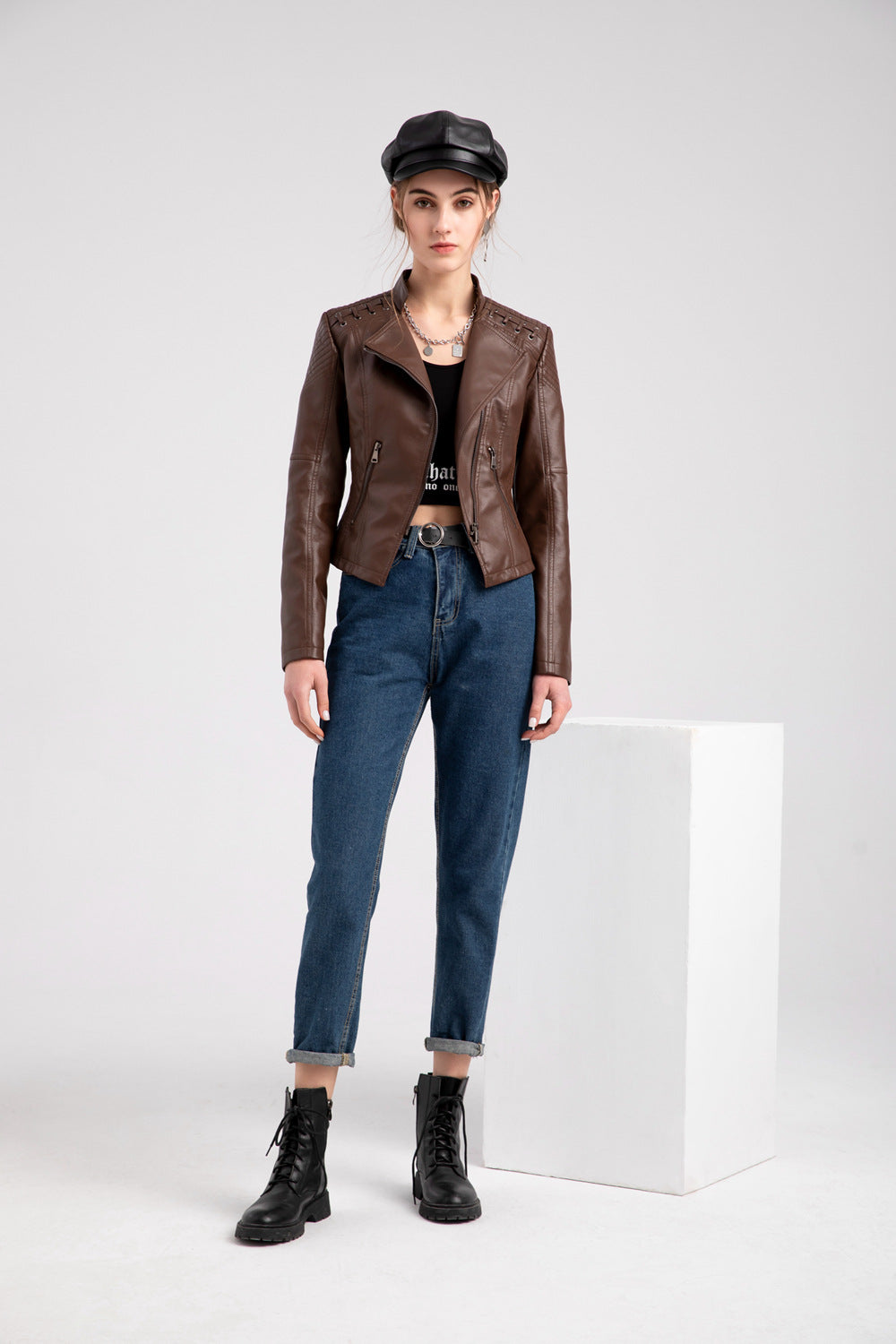 Dames faux leren bikerjack voor een gedurfde look – Roxanne Modehuis-Nederland