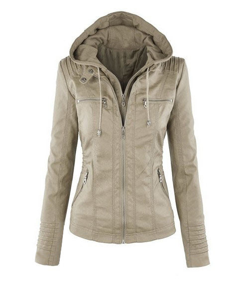 Leather Jacket | Hooded | Zip-Up | Vegan Leather Jacket | Women's Jacket Modehuis-Nederland