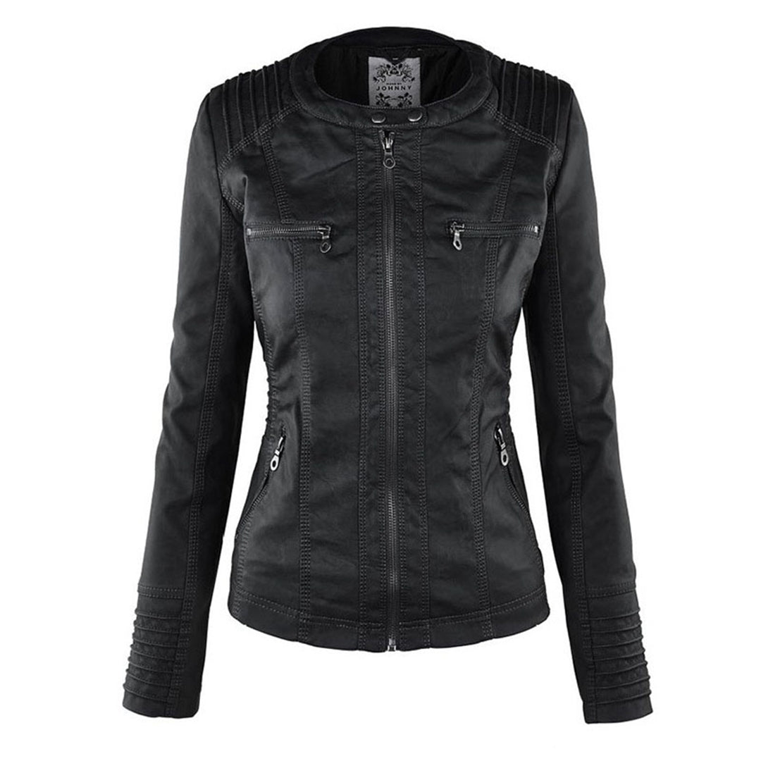 Leather Jacket | Hooded | Zip-Up | Vegan Leather Jacket | Women's Jacket Modehuis-Nederland