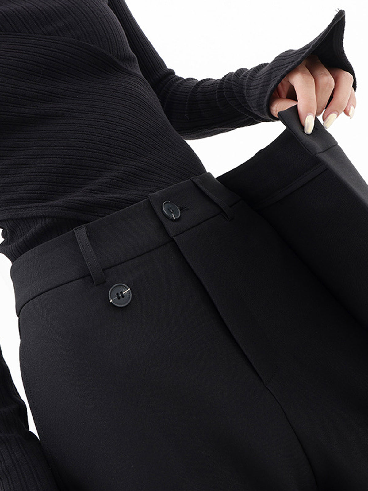 Asymmetrical Layer Button Wide Leg Dress Pants Modehuis-Nederland