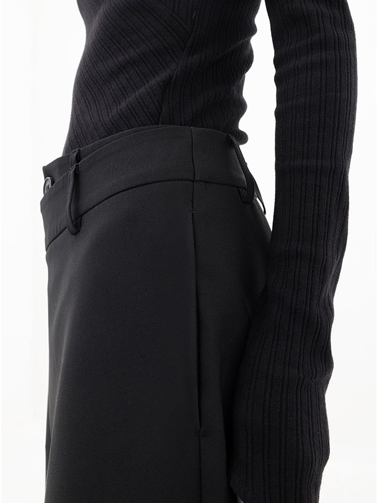 Asymmetrical Layer Button Wide Leg Dress Pants Modehuis-Nederland