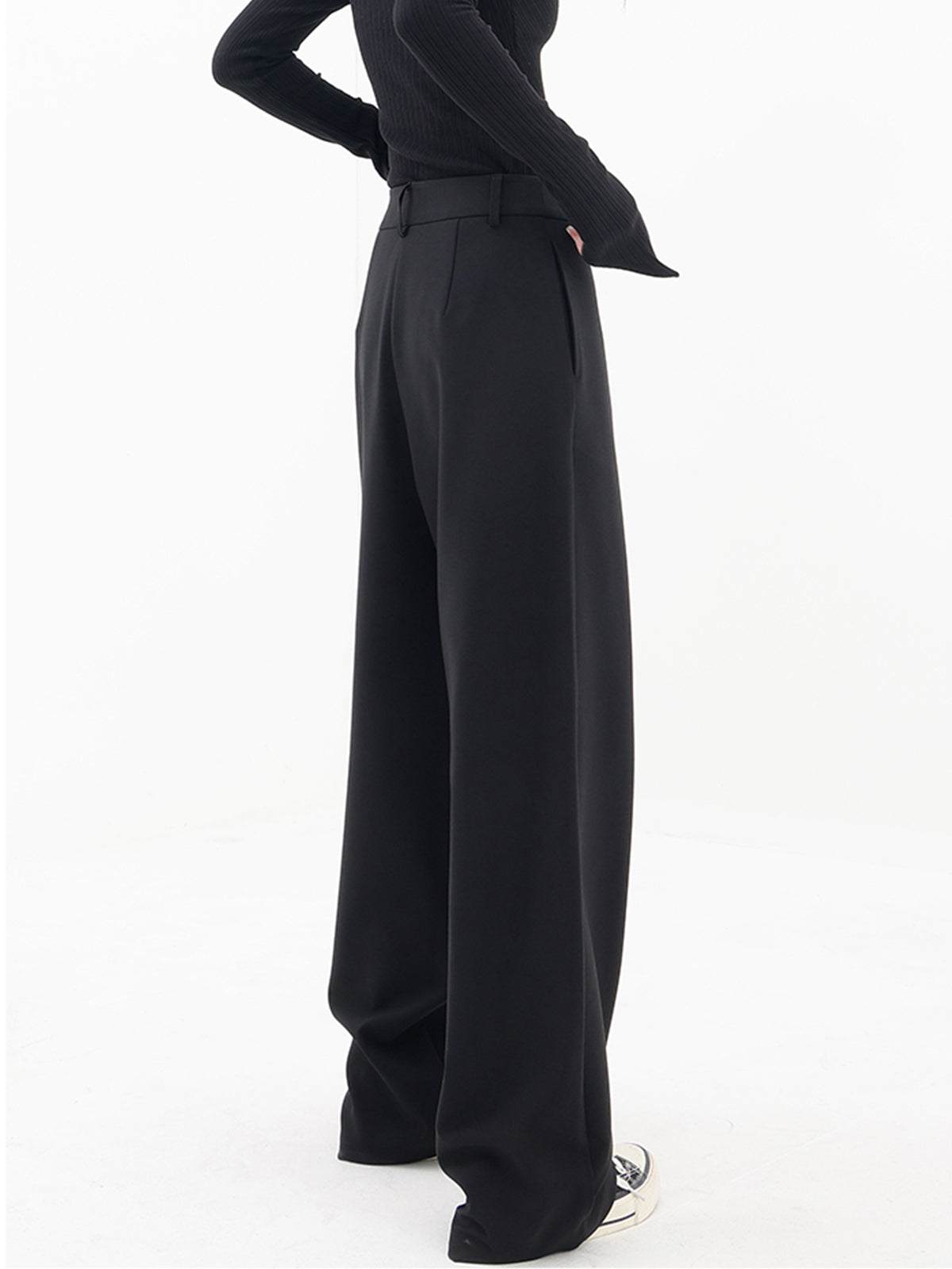 Asymmetrical Layer Button Wide Leg Dress Pants Modehuis-Nederland