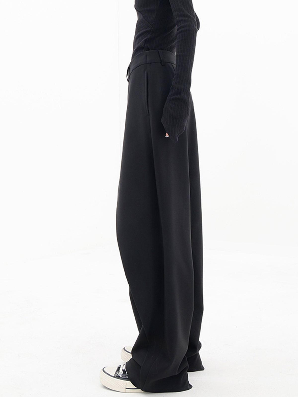 Asymmetrical Layer Button Wide Leg Dress Pants Modehuis-Nederland