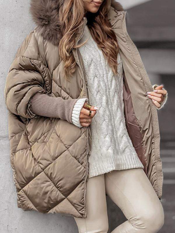Farrah™ | Women's Quilted Cotton Jacket with Fur Hood Modehuis-Nederland