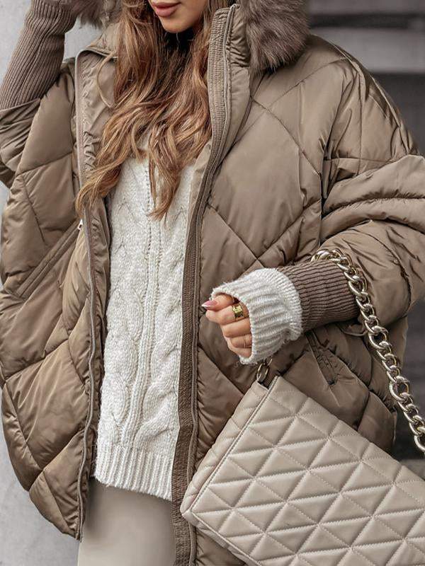 Farrah™ | Women's Quilted Cotton Jacket with Fur Hood Modehuis-Nederland