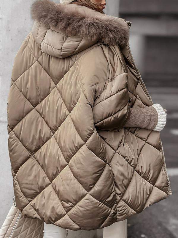 Farrah™ | Women's Quilted Cotton Jacket with Fur Hood Modehuis-Nederland