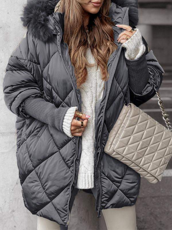 Farrah™ | Women's Quilted Cotton Jacket with Fur Hood Modehuis-Nederland