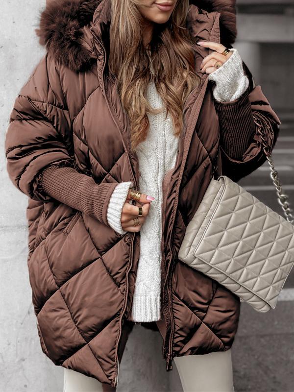 Farrah™ | Women's Quilted Cotton Jacket with Fur Hood Modehuis-Nederland