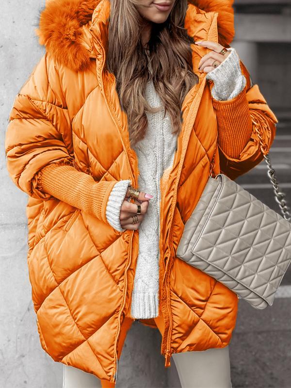 Farrah™ | Women's Quilted Cotton Jacket with Fur Hood Modehuis-Nederland