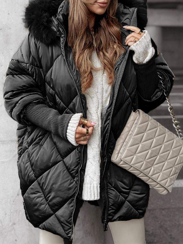 Farrah™ | Women's Quilted Cotton Jacket with Fur Hood Modehuis-Nederland