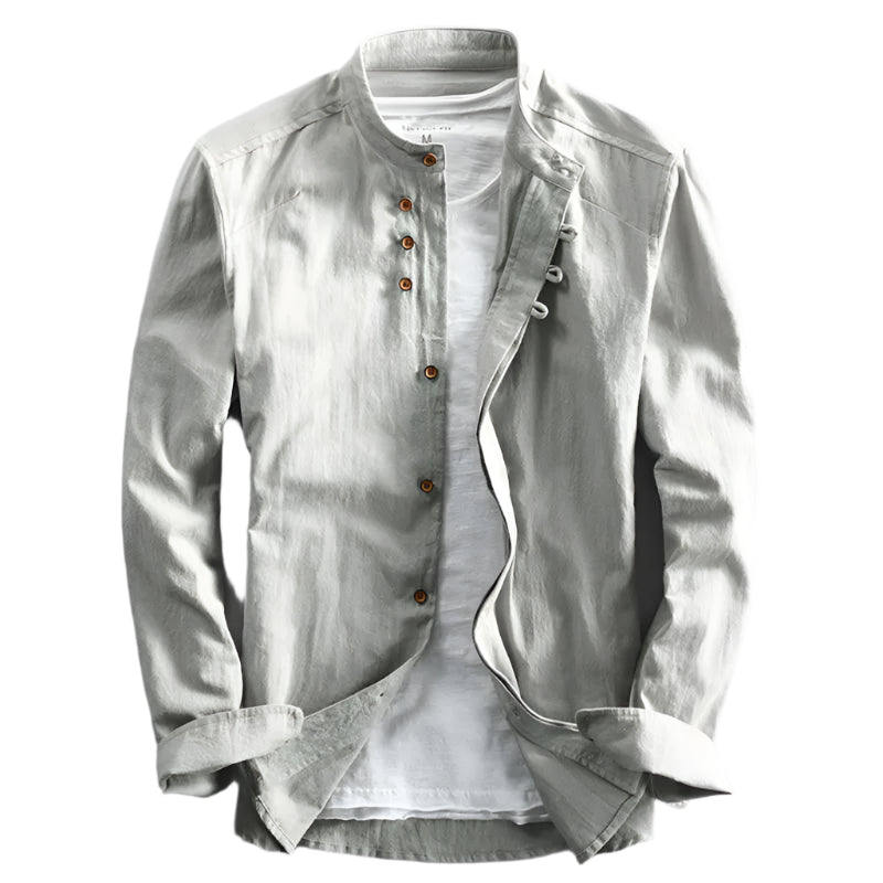 Men's slim fit shirt with stand-up collar and long sleeves Modehuis-Nederland