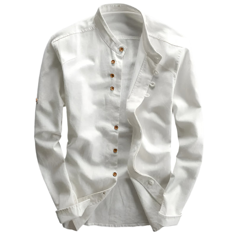 Men's slim fit shirt with stand-up collar and long sleeves Modehuis-Nederland