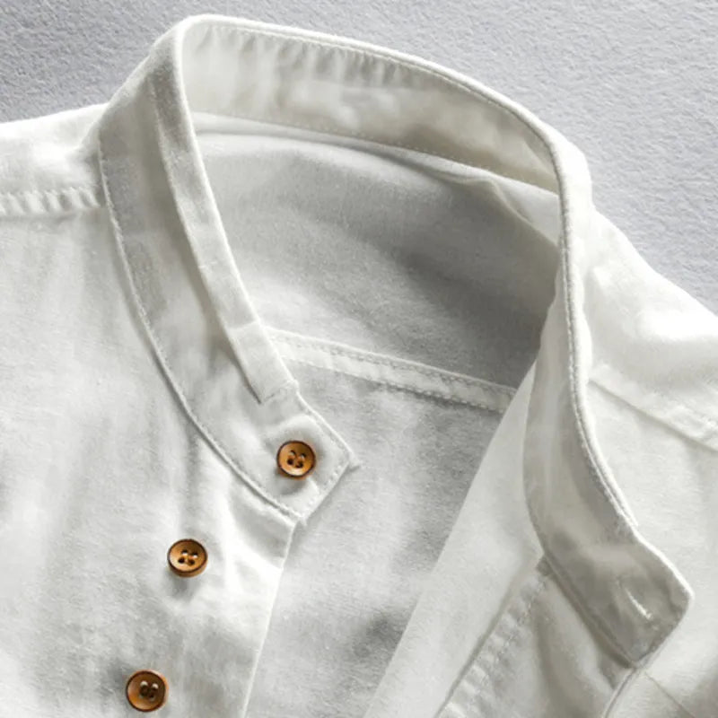 Men's slim fit shirt with stand-up collar and long sleeves Modehuis-Nederland