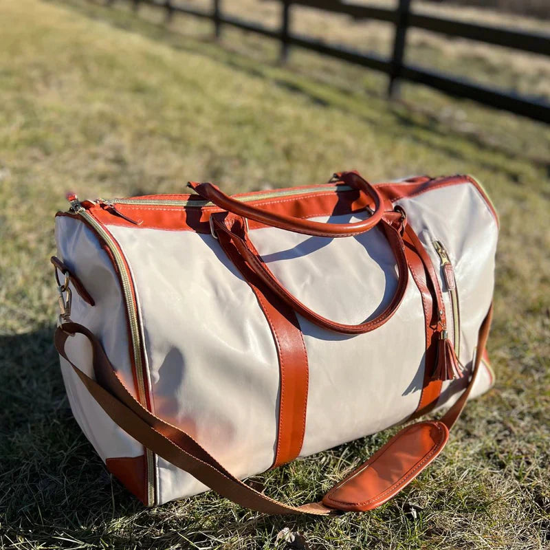 Vintage-Style Weekend Bag| Leren Handvatten & Ritssluiting Modehuis-Nederland