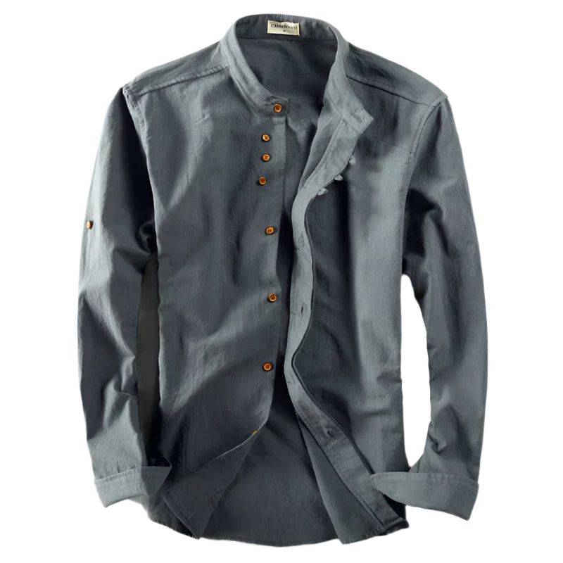 Men's slim fit shirt with stand-up collar and long sleeves Modehuis-Nederland