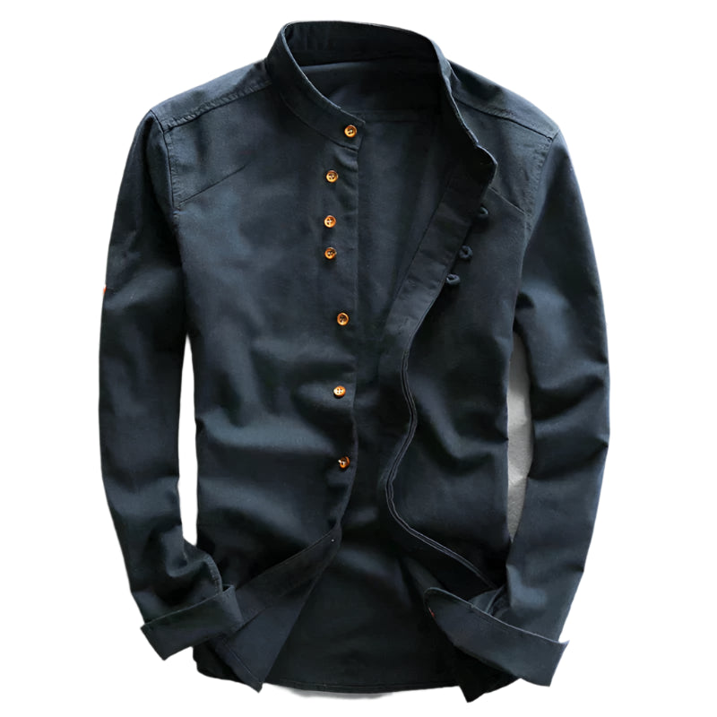 Men's slim fit shirt with stand-up collar and long sleeves Modehuis-Nederland
