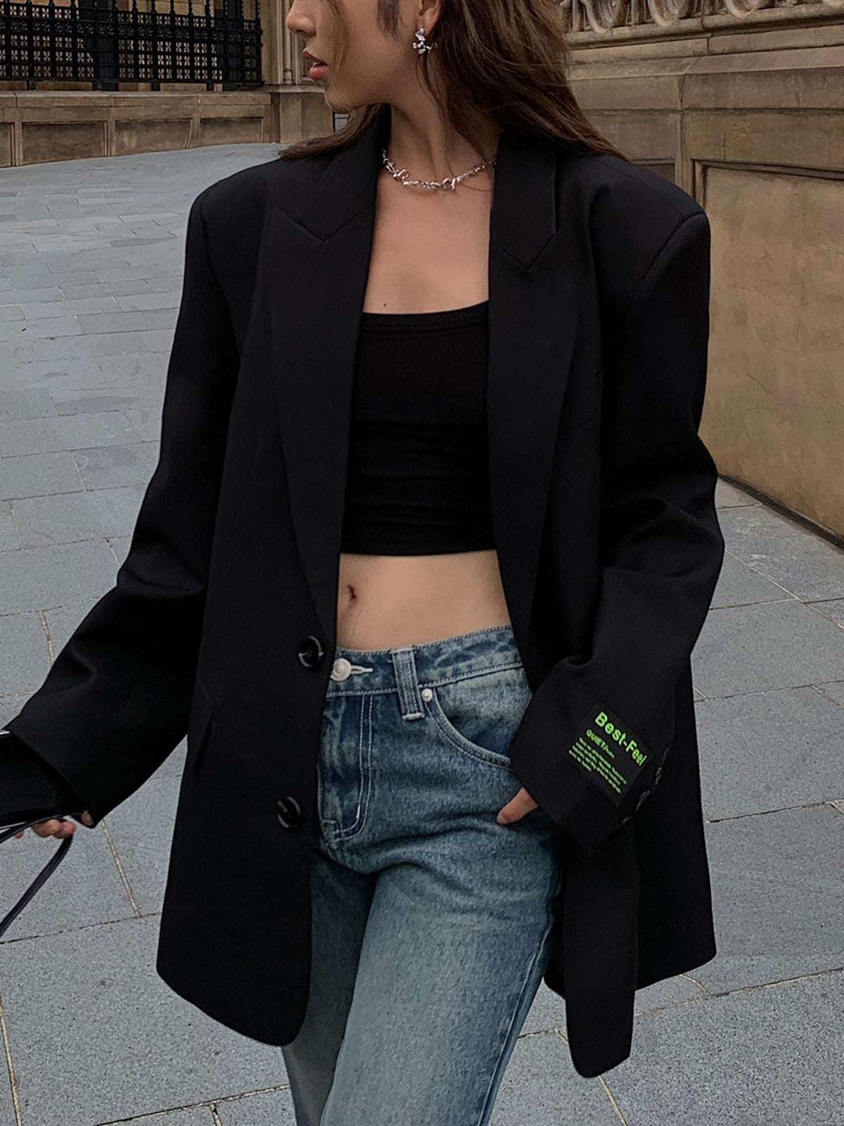 Ivy – Oversized Klassieke Blazer Jurk met Revers, Knopen en Zakken Modehuis-Nederland