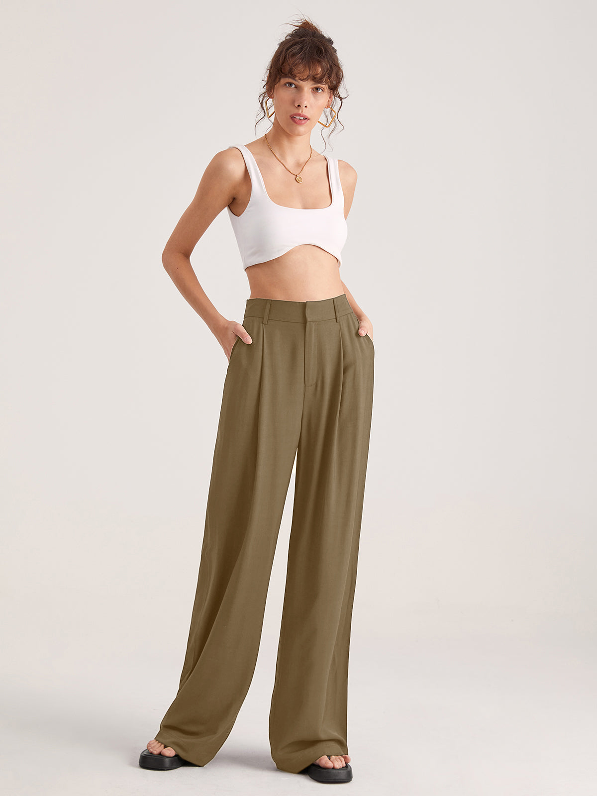 Oversized High Waisted Pleat Front Trousers Modehuis-Nederland
