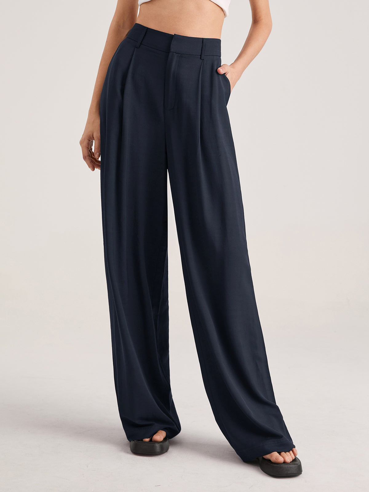 Oversized High Waisted Pleat Front Trousers Modehuis-Nederland
