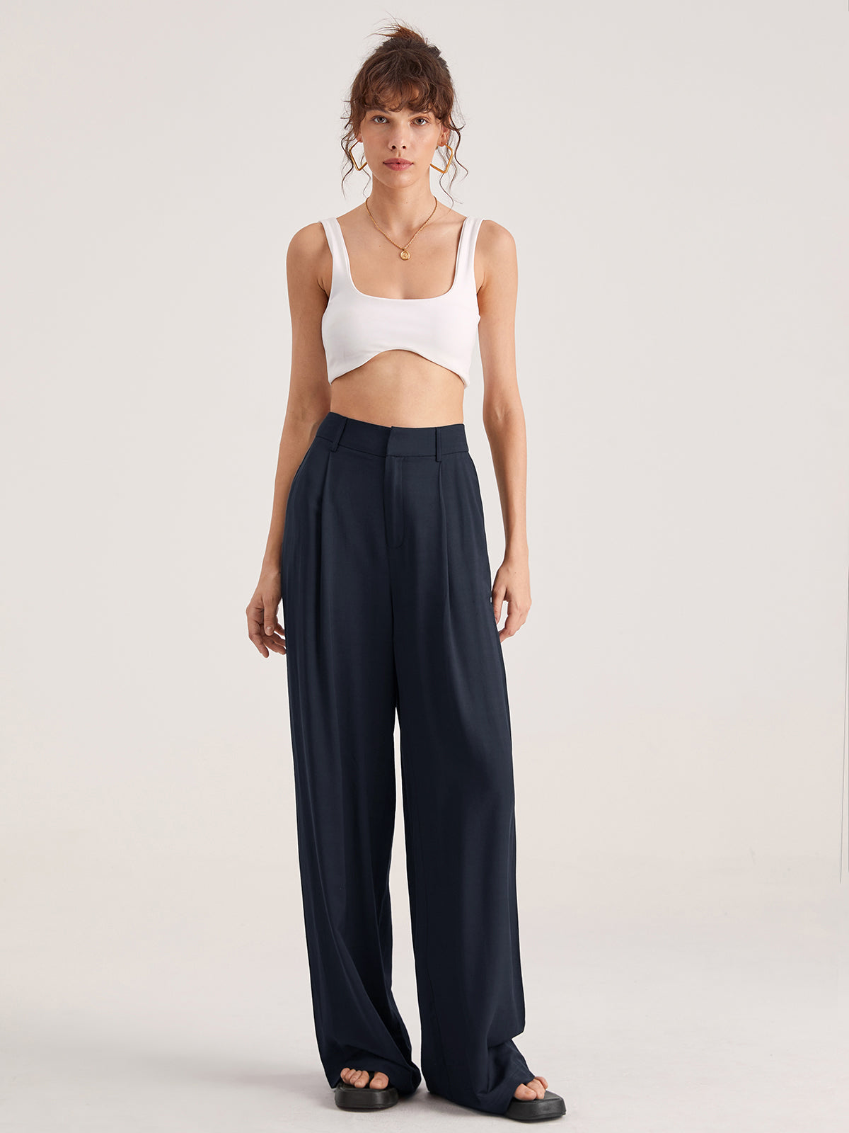 Oversized High Waisted Pleat Front Trousers Modehuis-Nederland
