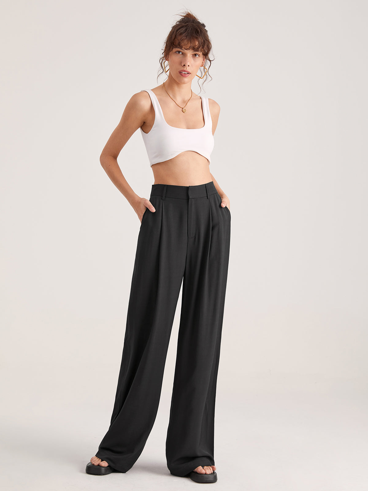 Oversized High Waisted Pleat Front Trousers Modehuis-Nederland