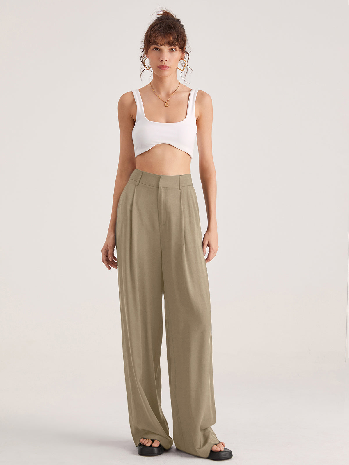 Oversized High Waisted Pleat Front Trousers Modehuis-Nederland