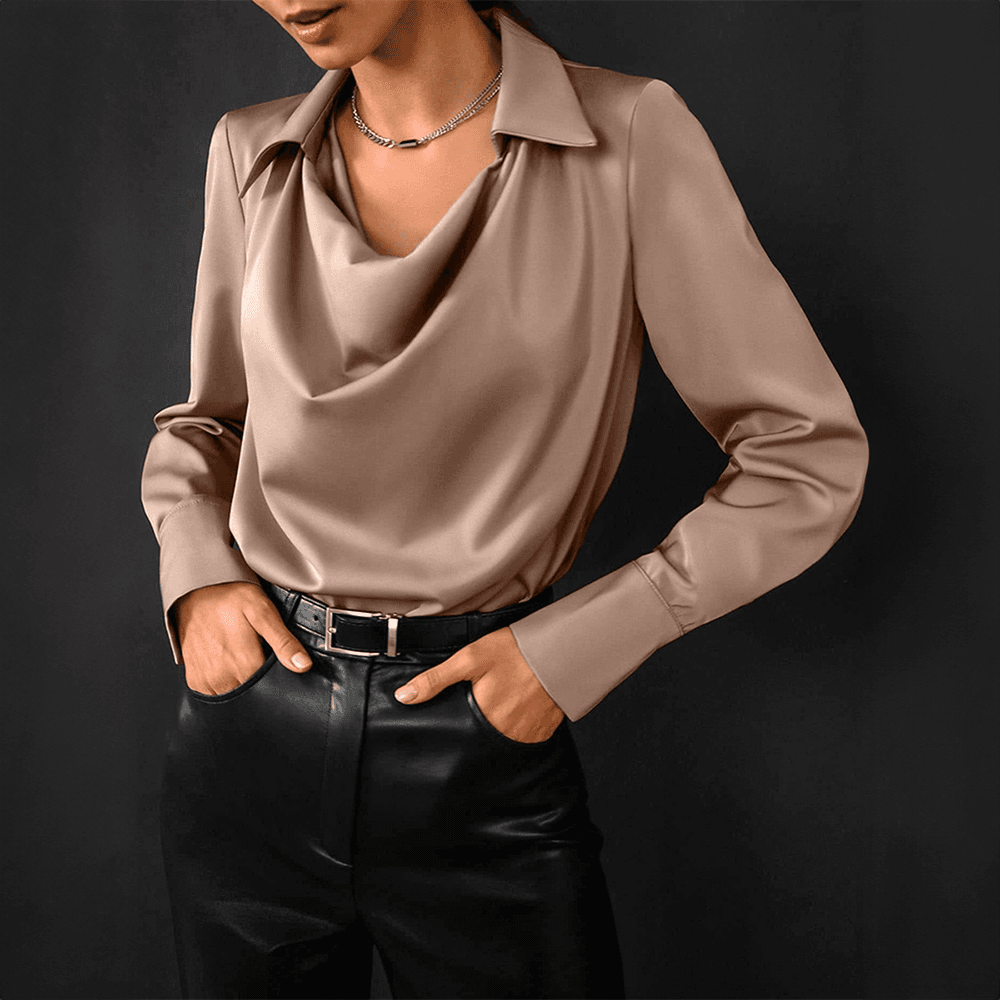 Blouse - V-hals - Satijn - Perfect voor Elegante Gelegenheden Modehuis-Nederland