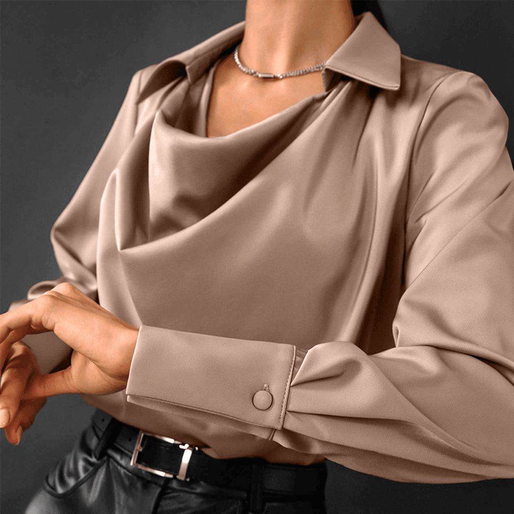 Blouse - V-hals - Satijn - Perfect voor Elegante Gelegenheden Modehuis-Nederland